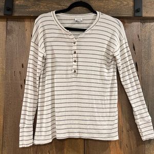 Peyton Jensen Stripe Henley Top Small